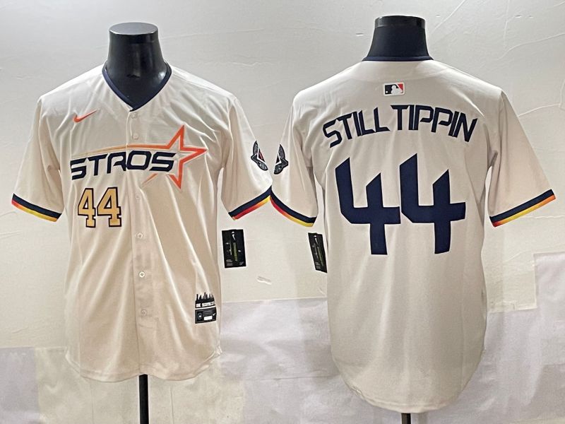 Men 2025 Houston Astros #44 Still Tippin Cream Three generations Joint Name Nike MLB Jersey style 11